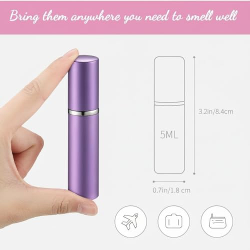 Refillable Perfume Atomizer Bottle Set - 56 Pcs, 5 ml, Purple, Pink, Silver