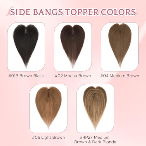 SEGO 10 Inch Dark Brown Human Hair Topper for Women, Thin Hair Volume Enhancement