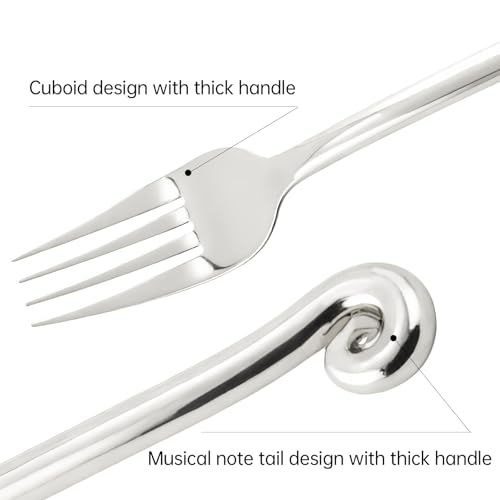 Kelenfer 20-Piece Stainless Steel Flatware Set with Musical Note Handles - Silver / 20 Pcs