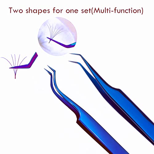 Volume Tweezers Eyelash Extensions Neat Volume Lash Tweezers 2 Pcs L & C Shape High Precesion Eyelash Tweezer For 0.03~0.25mm Lashes Mega Volume & Hybrid & Classic Lash