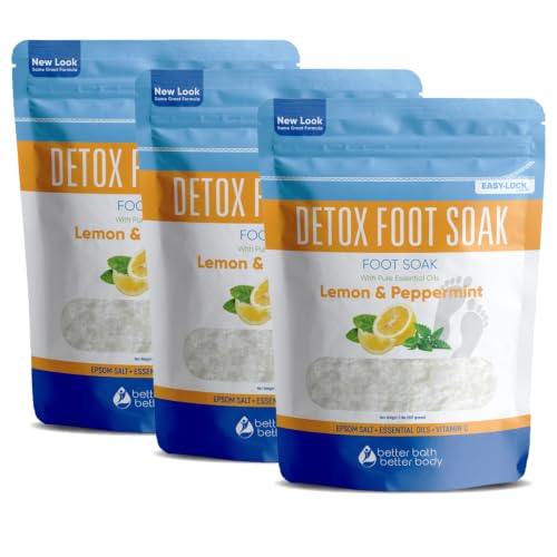 Detox Foot Soak 3 Pack Bundle - 32 Ounces Epsom Salt Foot Spa Soothing Soaks