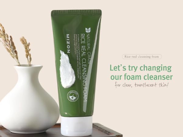 MIZON Rice Real Cleansing Foam 150ml x2 - Gentle Exfoliating Hydrating Skincare