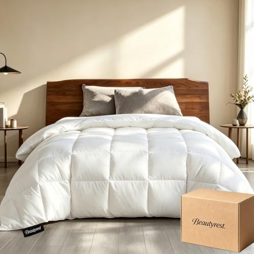 Beautyrest White Goose Feather & Down Comforter King All Season (King) – OEKO-TEX Cotton Shell