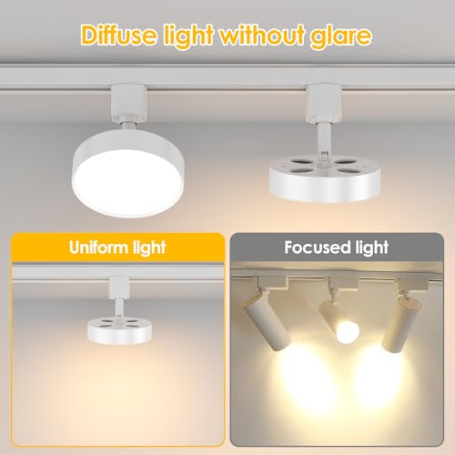 Diffuse LED Track Lighting Heads H Type 12W 3000K White 6 Pack - Easy Install