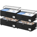Under Bed Storage with Wheels 75L Black 4-Pack Clear Lid & Label - 10 Inch
