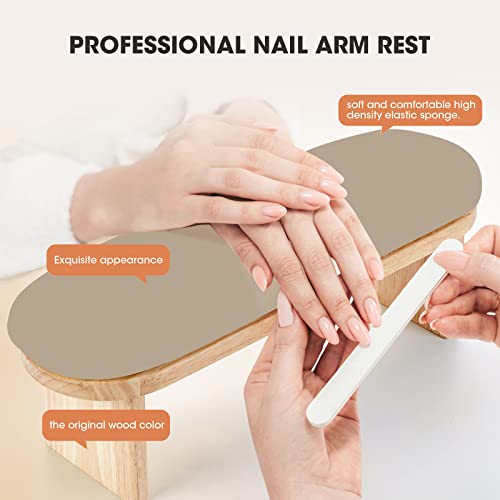 Runbby Beige Nail Arm Rest with Adjustable Height, PU Leather & Sponge, for Manicure
