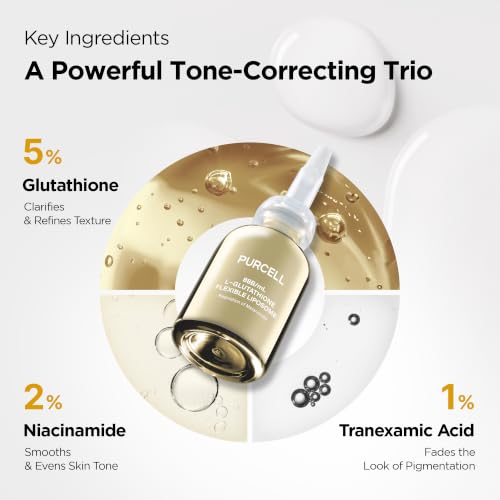 PURCELL 5% L-Glutathione Face Serum with TXA - 1.85 Fl Oz / 55 ml - Brightening & Skin Tone