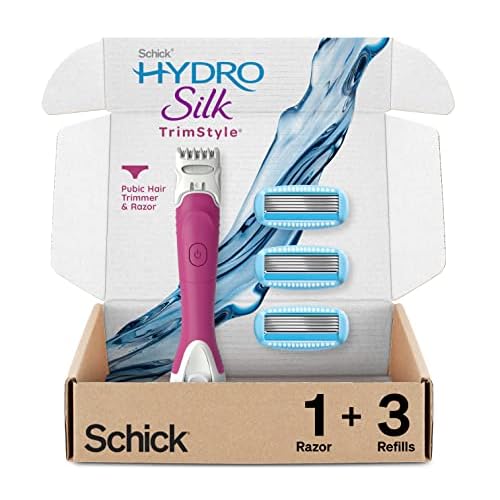 Schick Hydro Silk Trimstyle Bikini Razors with Trimmer |5 Blade for Women, Hair Removal & Moisturizing Razor Blade Refills for Women with Shower Hanger, 6 Count (Pack of 1)