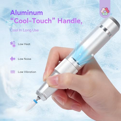 SAVILAND Professional Nail Drill 40000 RPM: Portable Electric Nail Drill Kit File Machine with Ceramic Nail Bits Sanding Bands for Acrylic Nail Gel Polish Manicure Salon Home Use, Glitter