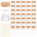 36 Pcs Glass Cosmetic Containers, Frosted Cosmetic Jars with Scoop and Sticker 0.17 OZ Makeup Sample Containers for Makeup Lotion Lip Balm Eye Cream(White)