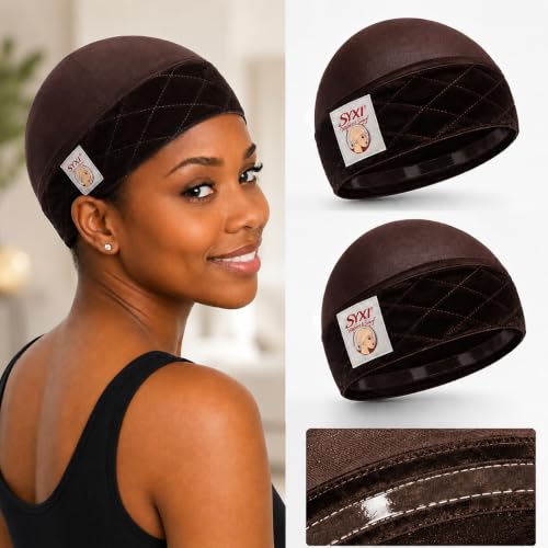 Dark Brown 2-Pack Wig Grip Caps for Women Non-Slip & Secure Fit