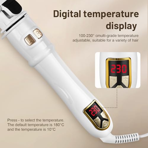 Green Breath Auto Rotating Curling Iron 1-Inch Ceramic, White - Dual Voltage