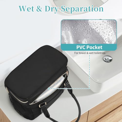 Travel Toiletry Bag for Women Girls - Large Waterproof Makeup Organizer - Black / Standard