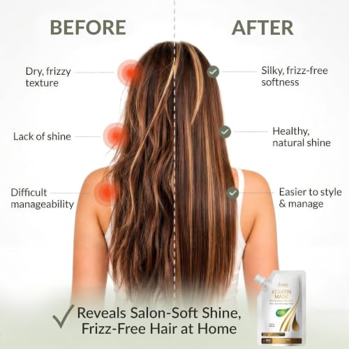 Keratin Hair Mask for Damaged Hair - Protein Repair Deep Conditioner with Biotin & Castor Oil - 3.4 Fl Oz
