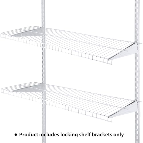 Wonderjune 20 Pcs White Adjustable Locking Shelf Brackets 16 Inch Heavy Duty Wire Shelving