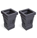 Outdoor Planters with Drainage - Black Plastic Square Garden Pots 2-Pack