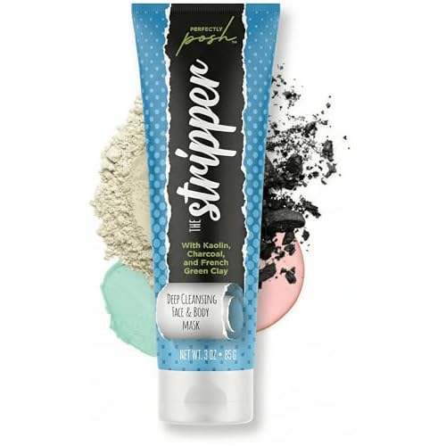 Perfectly Posh - Stripper Deep Cleansing Face & Body Mask - Clarifying Clay Mask with Charcoal, Kaolin and French Green Clay - 85grams