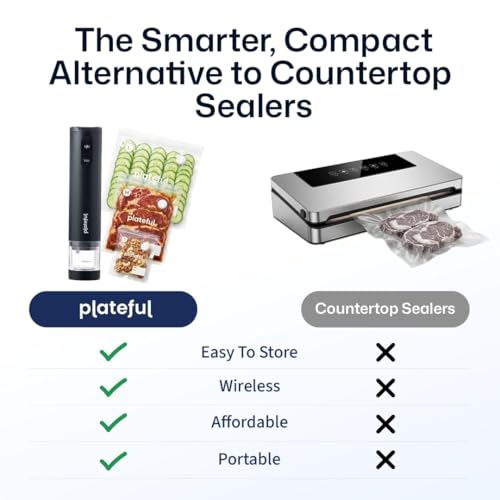 Vacuum Sealer for Food with 30 Bags - Cordless Handheld Food Saver - Keeps Food Fresh 5X Longer