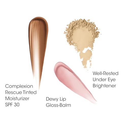 bareMinerals 3-Piece Clean Beauty Gift Set, Includes 3 Full-Sizes, Tinted Moisturizer Mineral SPF 30 + Hyaluronic Acid, Under-Eye Brightener + Concealer, Dewy Lip Gloss-Balm Set, Makeup Trio