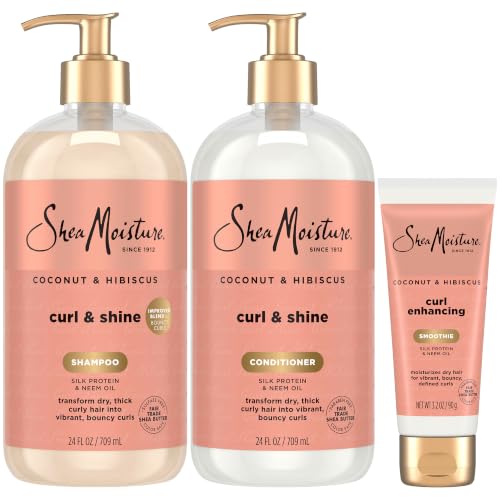 SheaMoisture Curl & Shine Shampoo Conditioner & Curl Enhancing Smoothie - 51.2 Fl Oz