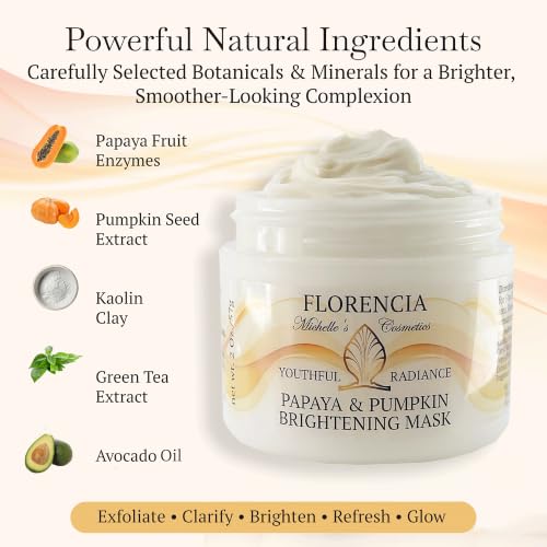 Florencia Papaya & Pumpkin Brightening Face Mask - Exfoliating 2 oz