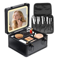 Travel Makeup Case with Lighted LED Mirror ? Waterproof Cosmetic Organizer with Adjustable Dividers, Portable Makeup Train Case for Women, Black