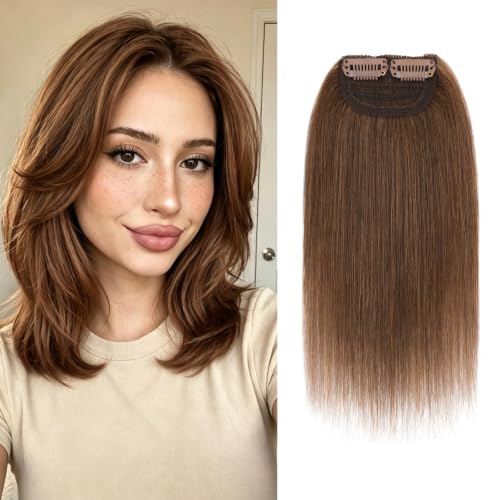 Clip-In Hair Extensions 10 Inch Medium Brown #4R 2 Pieces Natural Human Hair