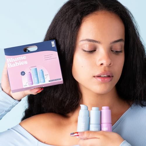 Blume Babies Travel Size Skin Care Set - Acne & Scar Treatment Travel Size Toiletries - Meltdown Acne Face Oil, Milky Fade Vitamin C Serum & Meltdown Gel Moisturizer - TSA-Approved Skincare Set (3 Ct)