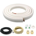 VEVEVA 16FT Mini Split Line Set with Wire 1/4'' & 1/2'' Copper Pipes HVAC Insulated Coil
