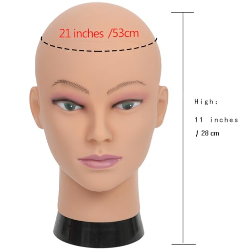 12-A-S Bald Female Mannequin Head for Wigs Makeup & Display, Cosmetology Training