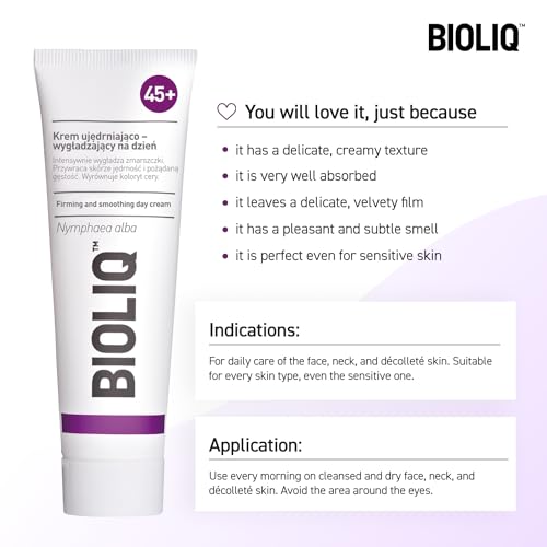 Bioliq 45+ Firming and Smoothing Day Cream - Wrinkle Smoothing with European White Water Lily Extract, Restores Firmness, Balances Skin Color - 50ml