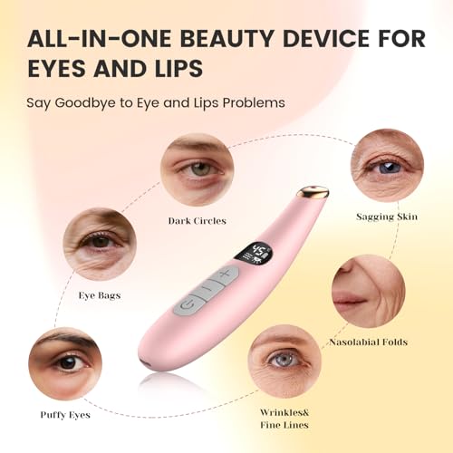 Eye Lift Wand, 3 Modes Eye Massager Wand, Eye Massager for Dry Eyes, Dark Circles and Puffiness, Eye Lifting Device for Fine Lines, Pink