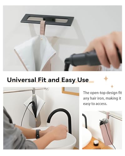 Heat-Resistant Curling & Flat Iron Holder with Travel Mat - Orchid Pink & Beige