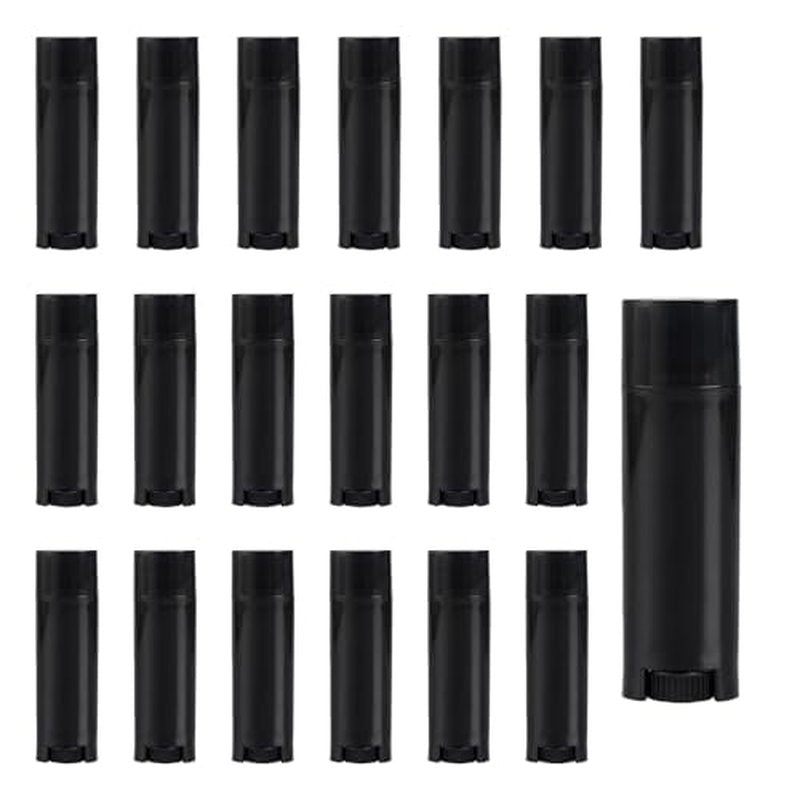 erioctry 4.5g 0.15oz Empty Refillable Plastic DIY Lipstick Lip Balm Lip Gloss Tubes Holder Containers Oval Deodorant Crayon Tube Pipe Bottle Case (50pcs, Black)