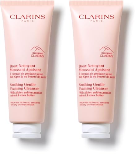 Clarins Soothing Gentle Foaming Face Cleanser Set - 4.2 Oz Pack of 2 for Sensitive Skin