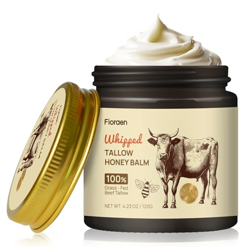 Whipped Beef Tallow and Manuka Honey Balm, Beef Tallow for Face, Unscented Skin Care for Dry and Sensitive Skin, Natural Tallow Balm for Hydration and Nourishment, 4 fl.oz