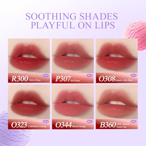 COLORKEY Soft Matte Water Tint Dessert Series, Ice Cream Limited Edition - Long-Lasting, Transfer-Proof, Hydrating Lip Tint with Dual-Texture Finish, Water-Gloss on Application, Matte After Set