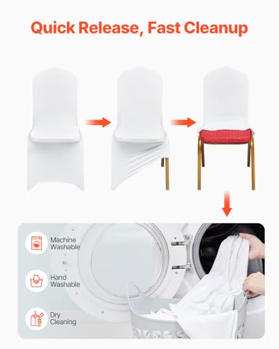 White Stretch Chair Covers 50 Pcs for Wedding & Banquet Dining Chairs - Elastic Slipcovers