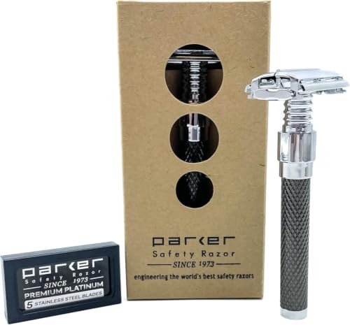Double Edge Safety Razor with Long Handle and Heavyweight Metal Design