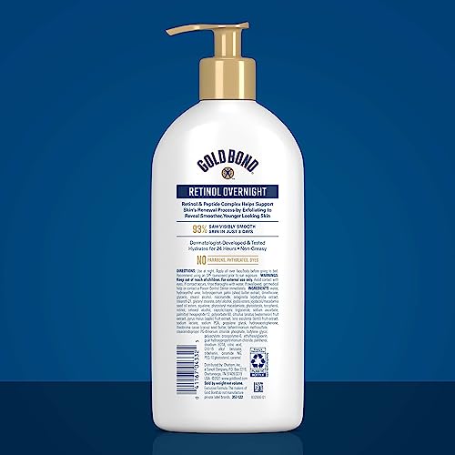 Gold Bond Age Renew Retinol Overnight Body & Face Lotion, Retinol Face and Body Lotion with Peptide Complex, 13 oz