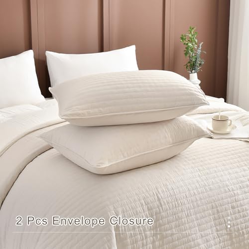 Wheat Oversized King Quilt Set - 120x120in California King Bedspread with Pillow Shams - Lightweight All-Season Bedding, 3 Piece
