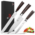 Pakkawood Brown 3-Piece Knife Set with Japanese High Carbon Steel Chef Knives