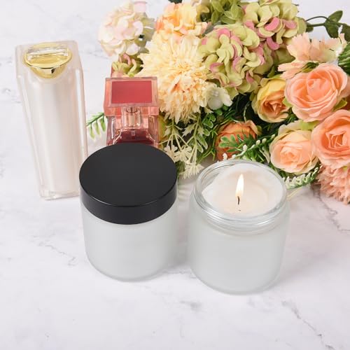 Frosted Glass Jars with Lids - 4 oz Airtight Cosmetic Containers, Bulk Storage, DIY Crafts, Clear Frosted, 24 Pack