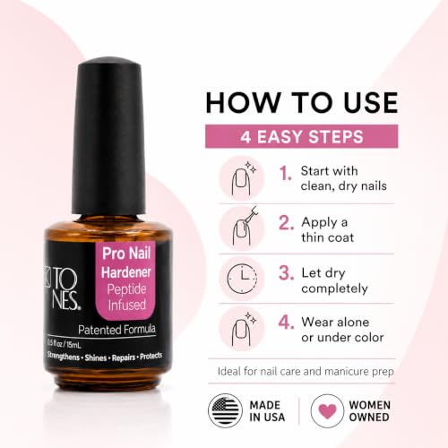 Tones Pro Nail Hardener & Gloss - Strengthen, Repair & Shine, 0.5 fl oz