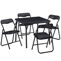 VECELO Kids Folding Activity Table and Chairs Set, 5 Piece, Classic Black