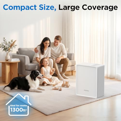 MOOKA White Air Purifier for Large Rooms Up to 1300 Sq Ft with Washable Pre-Filter