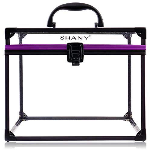Purple SHANY Clear Travel Makeup & Toiletry Case - Extra Large, Secure Lock