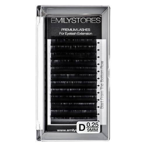Eyelash Extensions 0.25mm Thickness D Curl Length 9mm Natural-Looking Individual Volume Eyelashes For Lash Extensions(0.25,D,9mm)