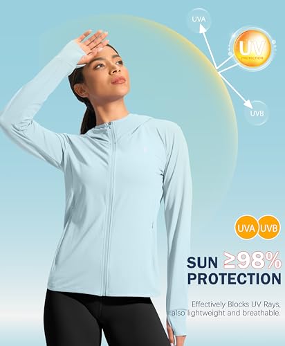 Soothfeel Women's UPF 50+ Sun Protection Hoodie Jacket - X-Large D-Light Blue