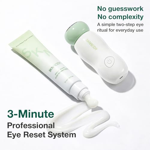 SKNBODY CryoReset¢â Eye Duo System Cryotherapy Cooling + SonicTap¢â Eye Wand and Eye Cream Set, Under Eye Massager with Gentle Vibration, Refreshes Tired Eyes and Helps Reduce Puffiness